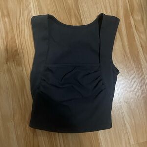 Black/Grey Sleeveless Scrunched Women's Top